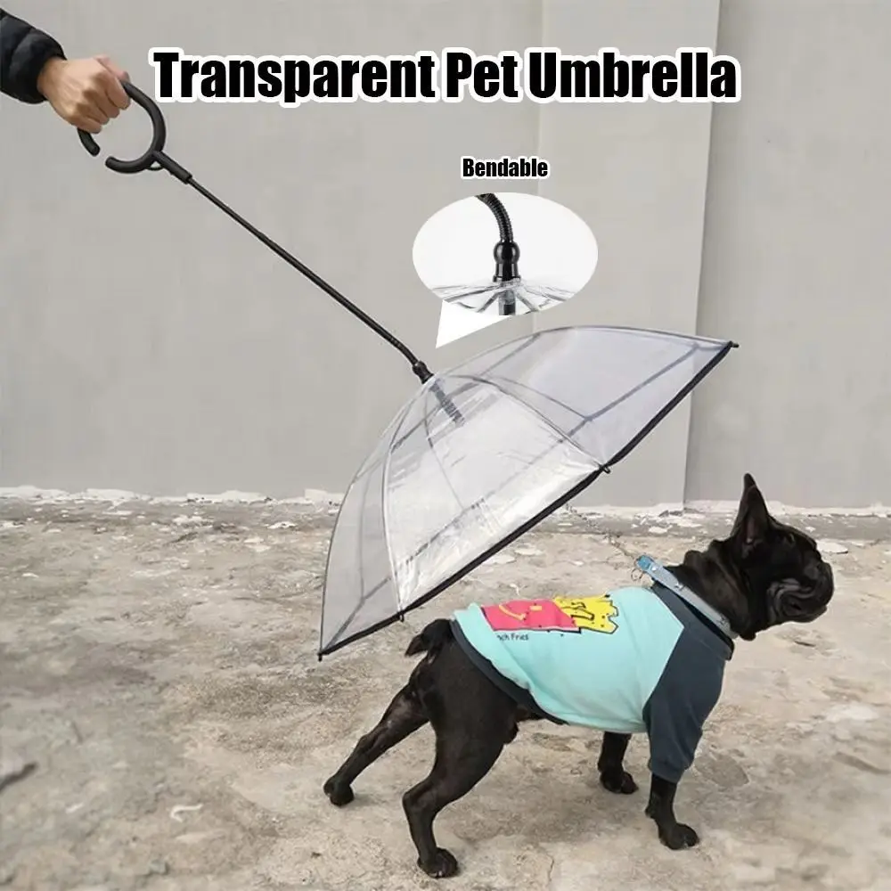

Detachable Clear Pet Dog Umbrellas C-Shape Handle with Leash Doggy Poncho Adjustable Rainproof Raincoat for Dogs Pet Supplies