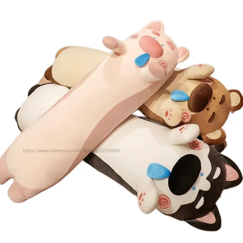 

90/110/130cm Cartoon Stuffed Dog Plush Pillow Toys Lovely Soft Long Bear Pig Sleeping Cushion Dolls for Children Birthday Gift