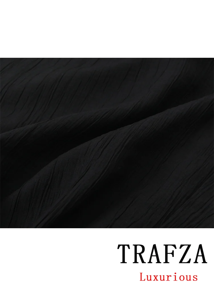 TRAFZA Vintage Casual Chic spodnie damskie solidne kieszenie sznurkiem proste luźne spodnie moda 2024 wiosenne letnie spodnie wakacyjne
