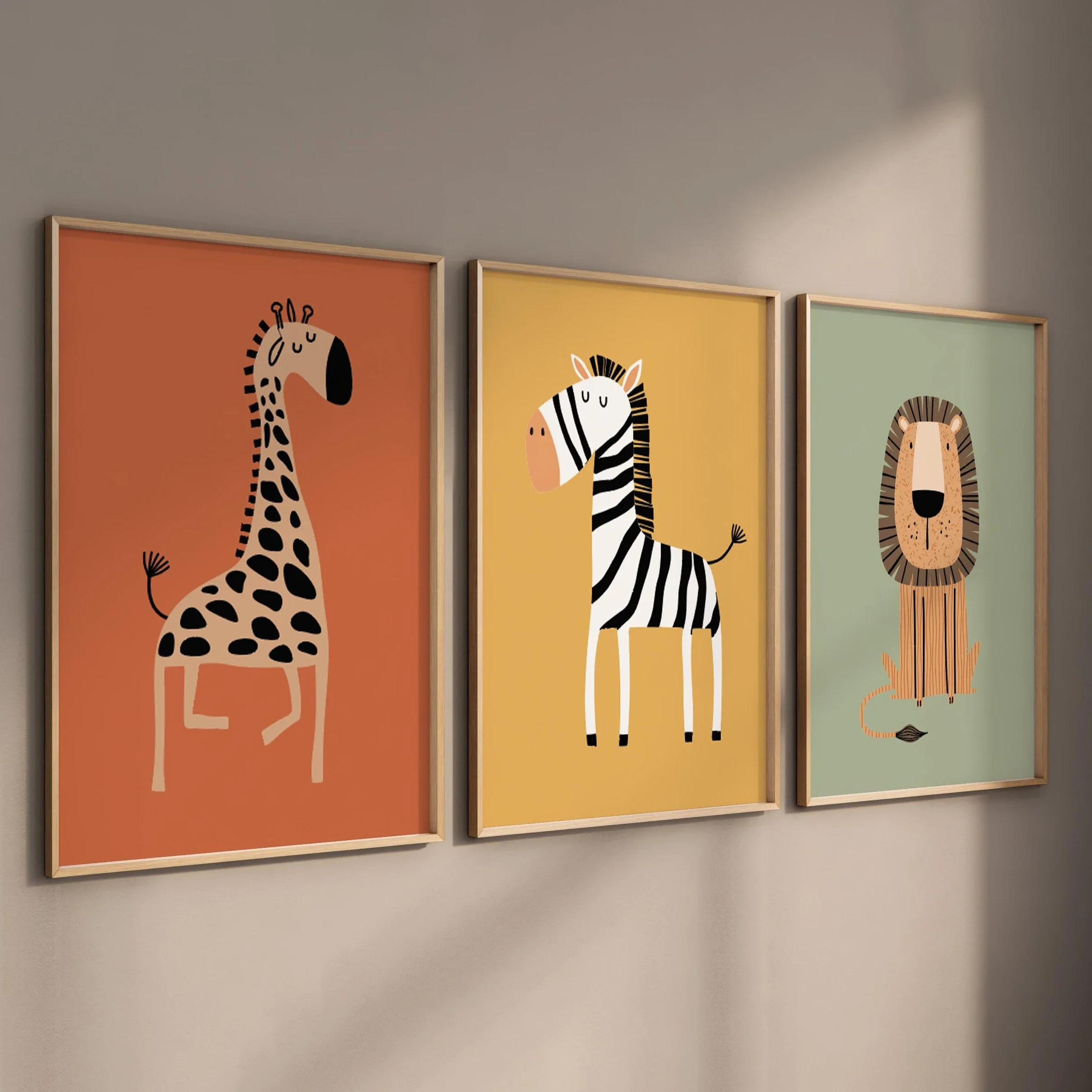 Large-sized frameless  Safari Animal Nursery Prints Canvas Poster Boho Jungle Wall Art Decor Birthday Baptism Gift Home
