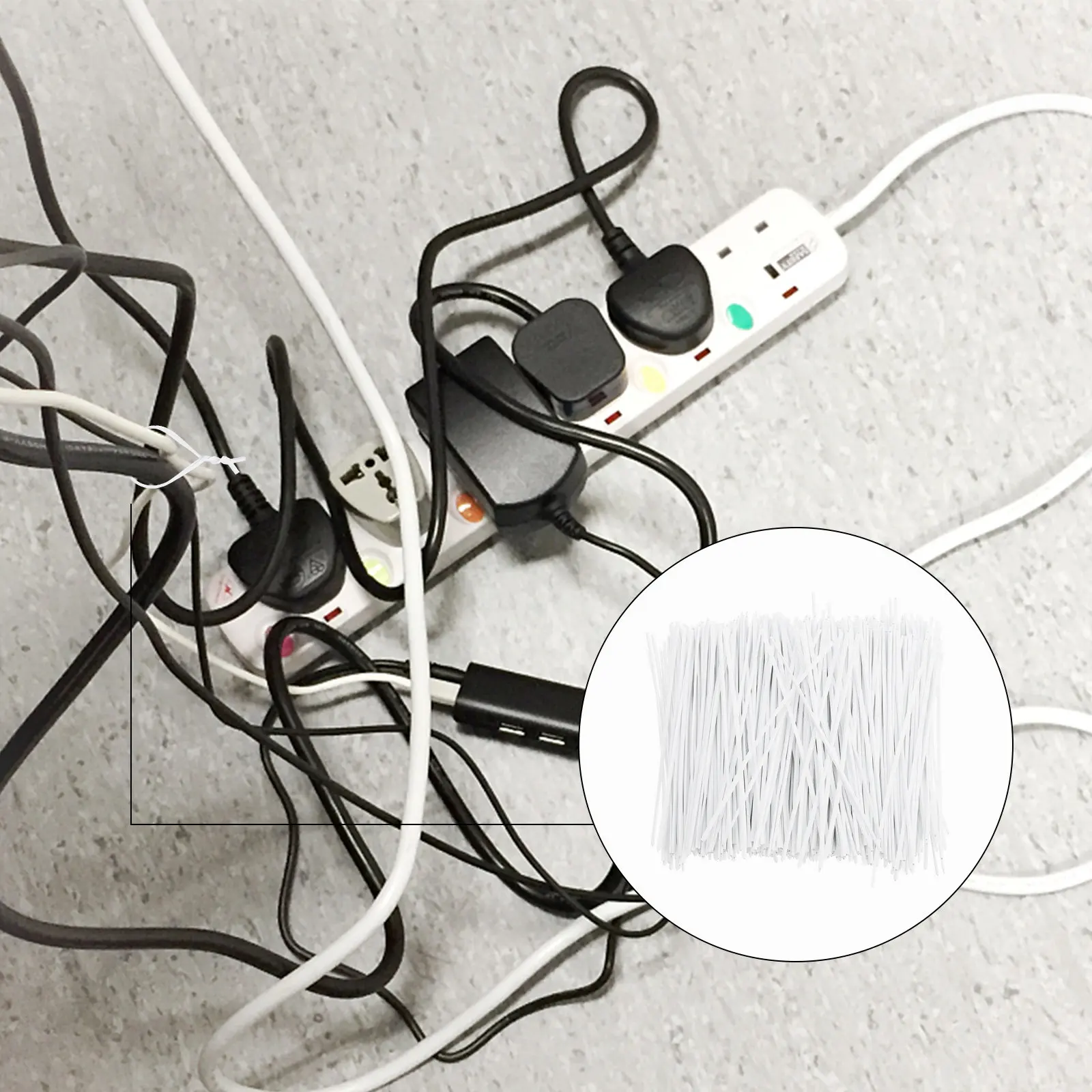 1000Pcs Iron Core Cable Ties Heavy Duty Plastic Coated Wire Organizer Ties for Power Cord Festival Lights Garden Fixing Bread