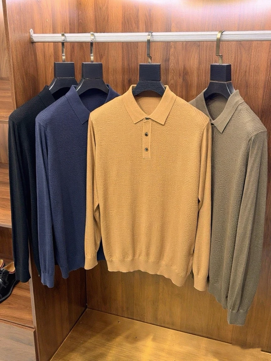 

Модный повседневный мужской вязаный свитер с воротником, универсальный, приталенный, осенне-зимний, новинка, премиум-класс