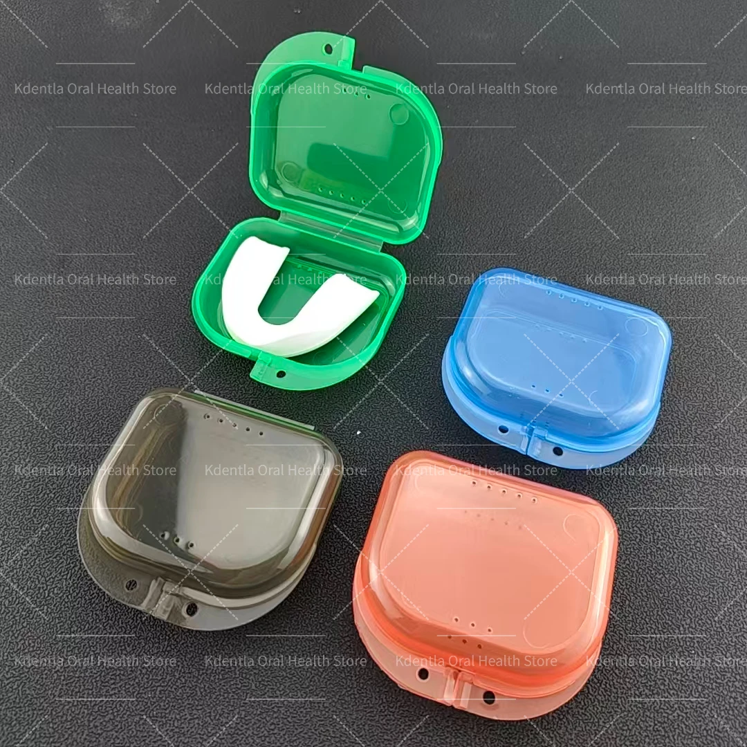 50Pcs Denture Storage Box with Vent Holes Dental Orthodontic Retainer Case Mouth Guard Case Plastic Teeth Container False Teeth