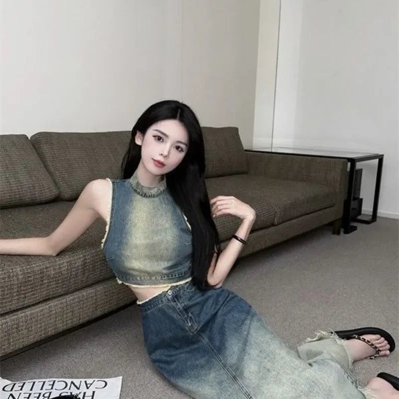 

Office Female Outfits Sleeveless Top and Bottom Jacket Formal Event Luxury Designer Clothing Korea Women's Two Skirt Piece Set