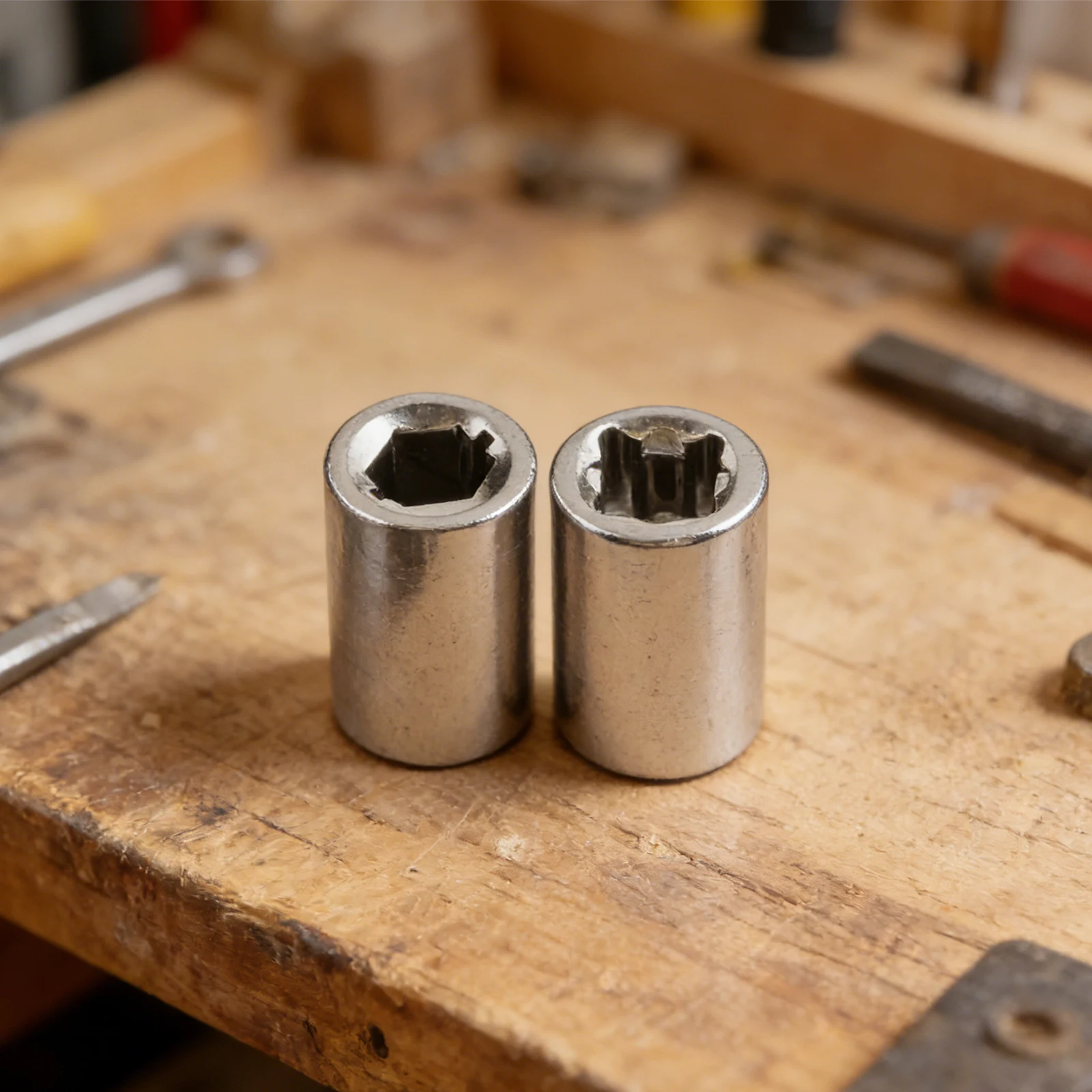 2PCS 1/4 Inch Square Drive to 1/4 Inch Hex Socket Bit Adapter for Connecting Hex Shank Bits to Square Drive Ratchet Handles