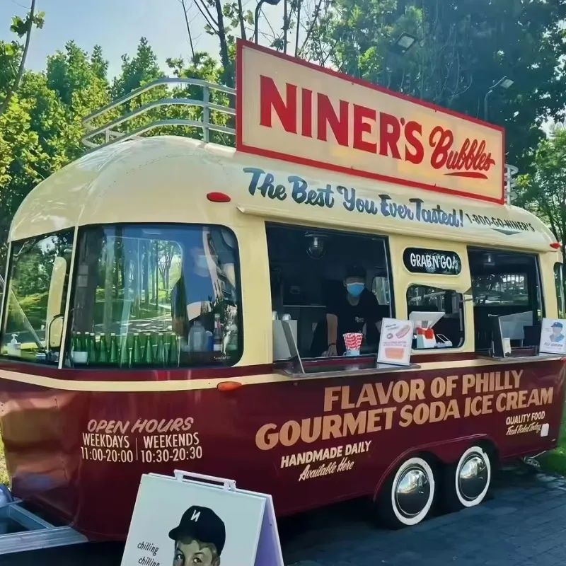 Fashionable Stainless Steel Mobile Food Vending Truck Powerful Towable Food Trailer for Snack Food