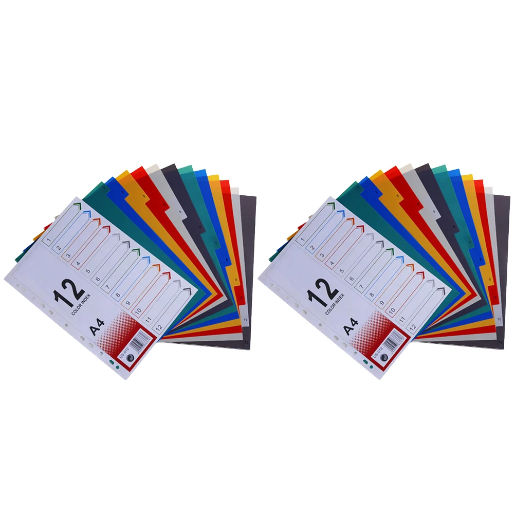 

12 Sets A4 Index Paper Divider Tabs Extra Wide Reinforced Holes for 6-Ring Binders Sheet Protectors Organizer Notebook