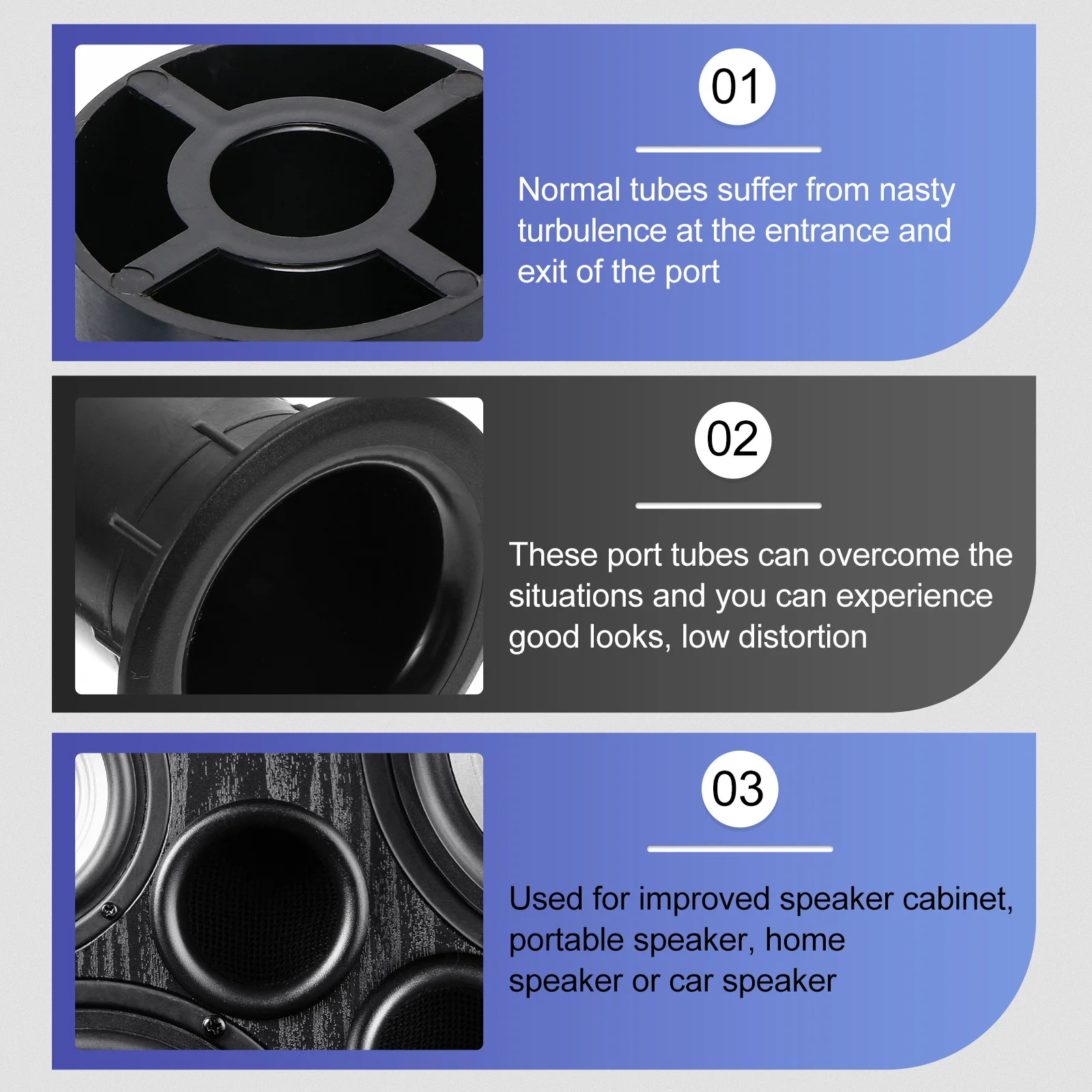 

8pcs Speaker Port Tube Plastic Abs Bass Reflex Tube For Subwoofer Box Vent Improved Bass Response Sound Quality