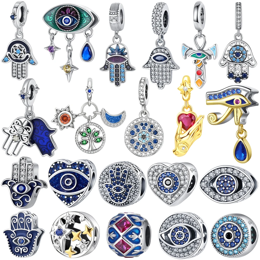 

2025 New 925 Sterling Silver Charm ‌All Seeing Eye Hamsa Hand‌ Bead Fit Pandora Bracelet Necklace Women DIY Jewelry
