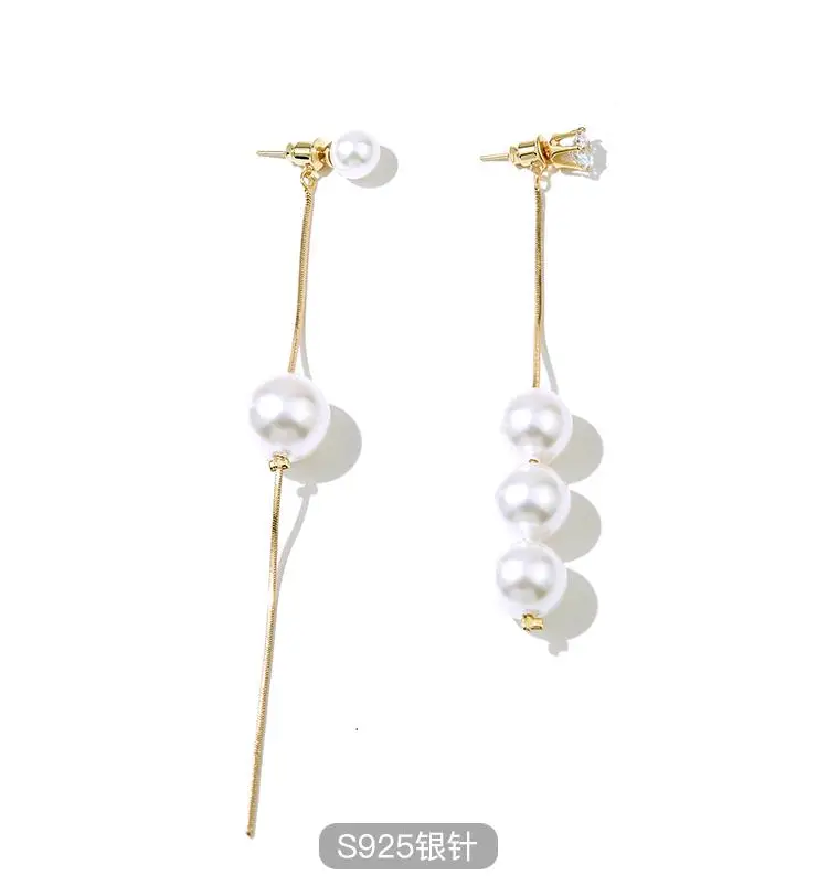 

Long Imitation Pearl Earrings 2024 New Asymmetric Eardrop For Girls Trendy Women Fashion Pendant Accessories Party Jewelry Gift