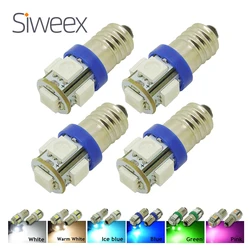 4pcs/lot E10 EY10 T3.25 5-SMD 5050 LED Warm White Lights Miniature Screw Bulb for DIY LIONEL DC 12V