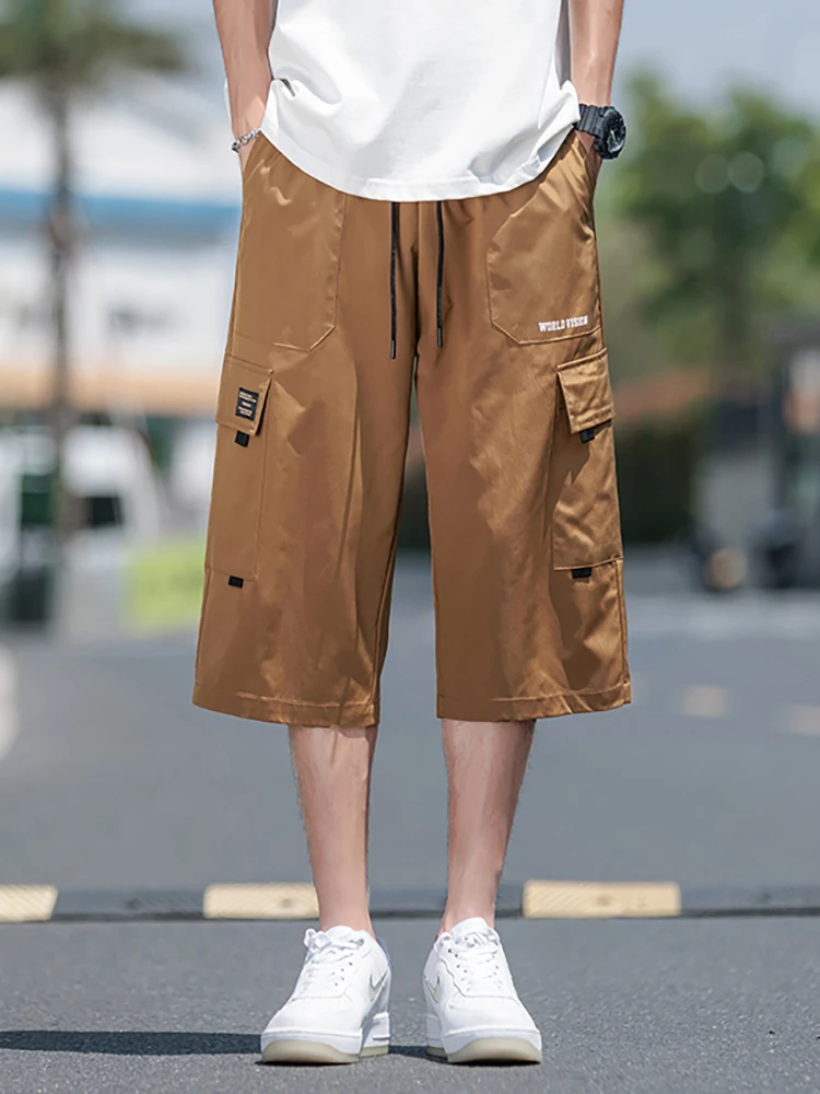 

TRAF 2025 new summer men's workwear large size multi-pocket trend of ice silk seven-minute pants outdoor sports casual shorts