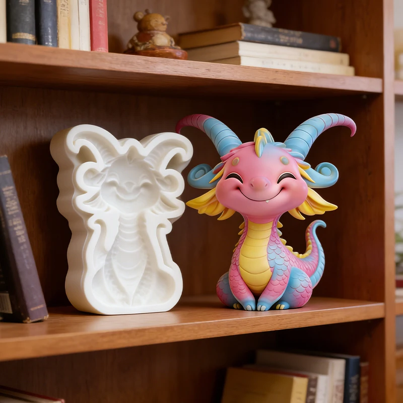 Cute little dragon silicone mold, reusable resin mold, clay and plaster mold, DIY decorative handmade mold view 4