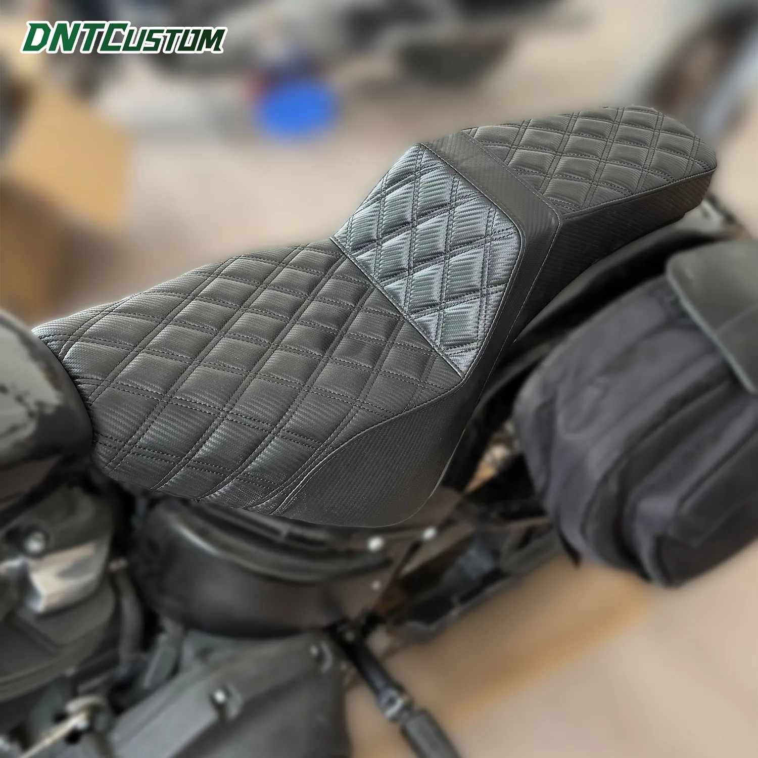 DNTCUSTOM Motorcycle Accessories Carbon Fiber Leather DS Step Up Seat for Harley Softail Street Bob Softail Standard 2018-later