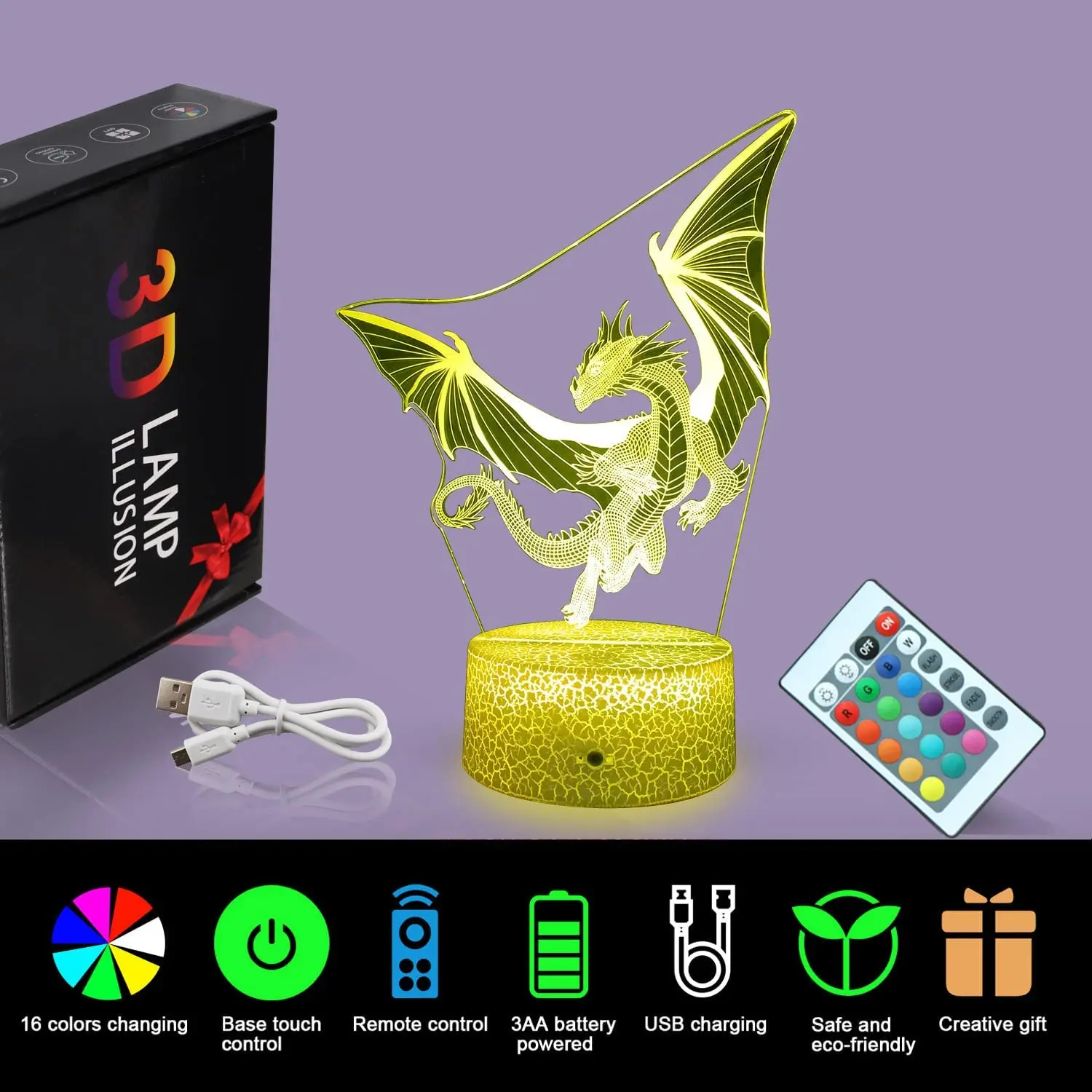 Dragon Lamp Dragon Toys lampka nocna dla dzieci pokój 16 zmiana kolorów lampka nocna prezenty na urodziny, boże narodzenie dla dziewcząt chłopców