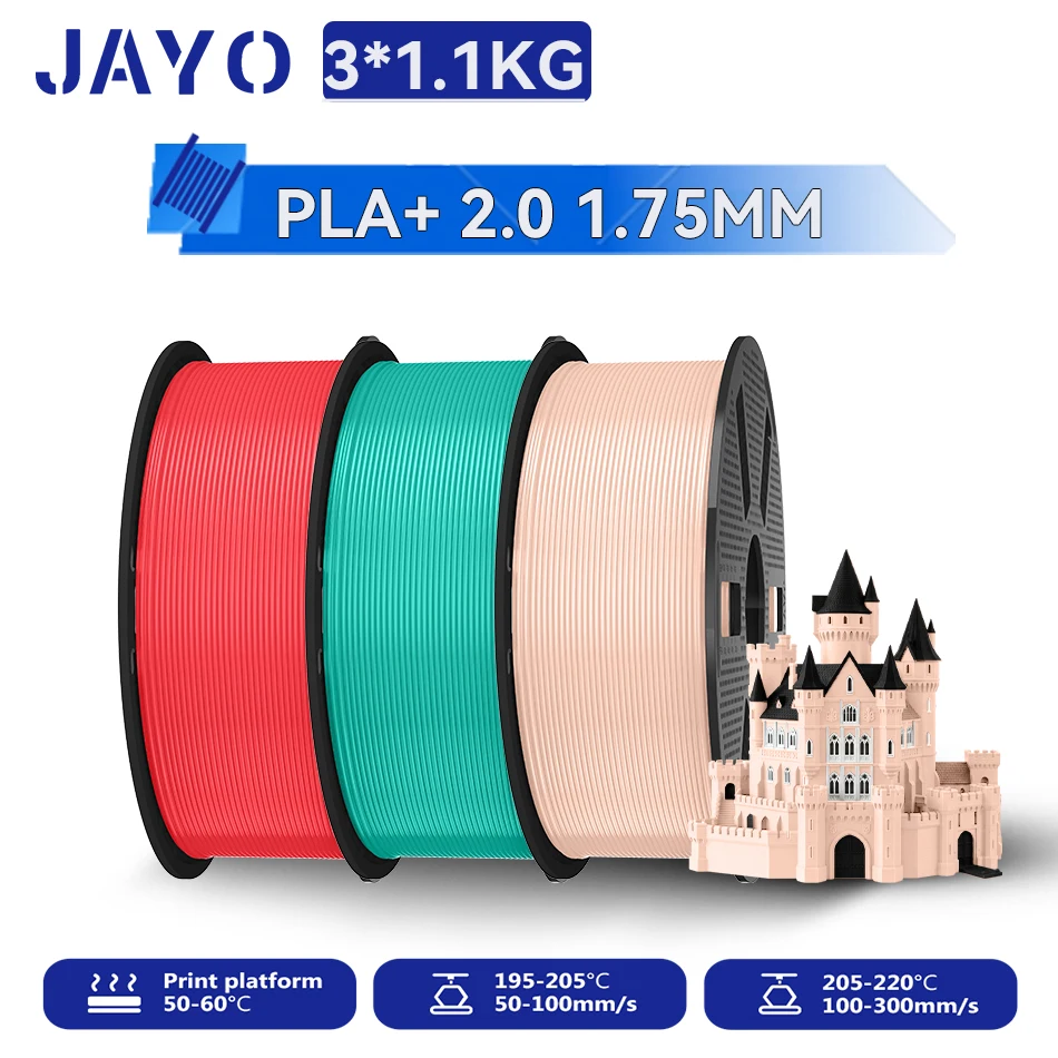 JAYO 3,3KG PLA PLUS 2.0 Filament Upgrade PLA plus 3D-Drucker-Filament Neatly PLA+2.0 3D-Druckmaterial für 99% der 3D-FDM-Drucker