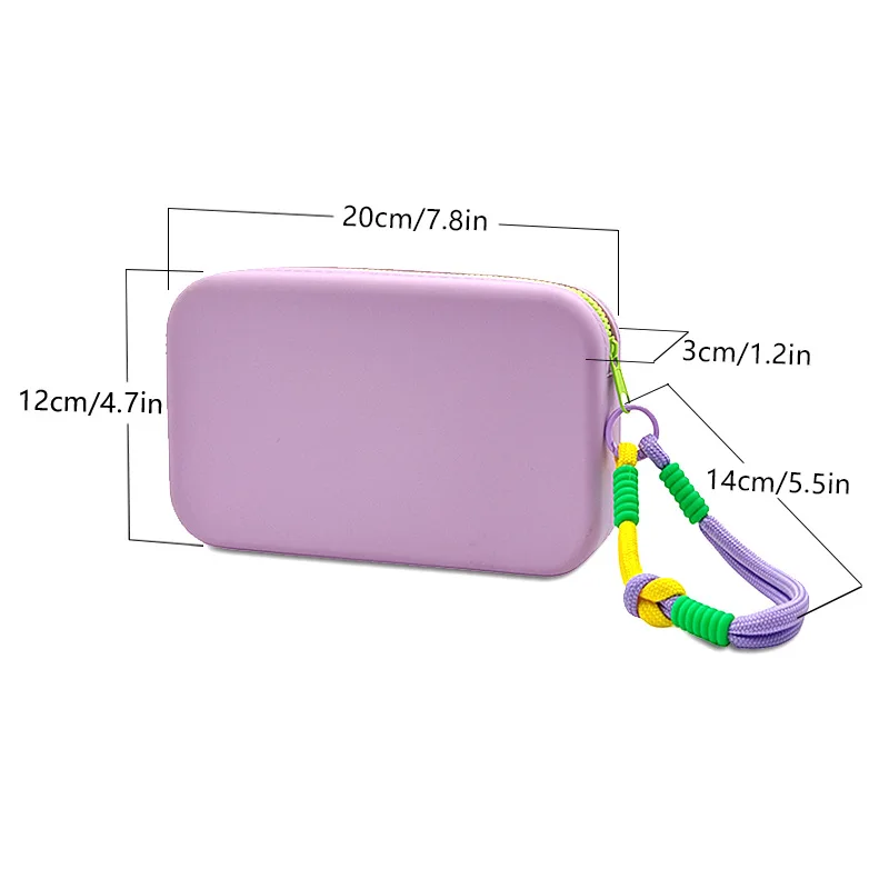Color Blocking Silicone Bag Small Square Large Capacity Makeup  Portable Soft Silicone Lipstick Storage