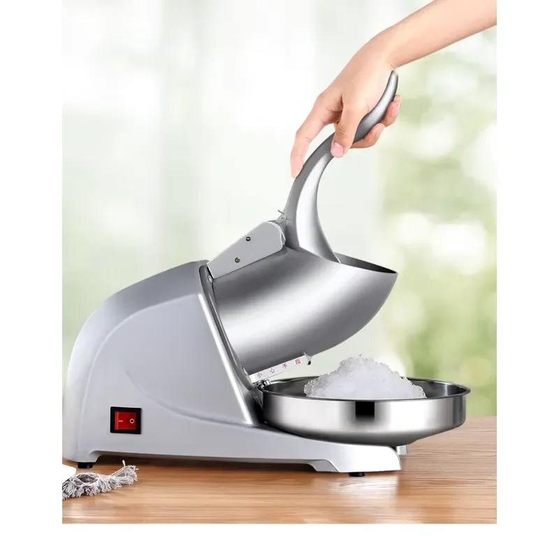 250W Electric Ice Crusher Machine High Power Snow Cone Shaver for Home Commercial Use Durable Stainless Steel Blade Fast