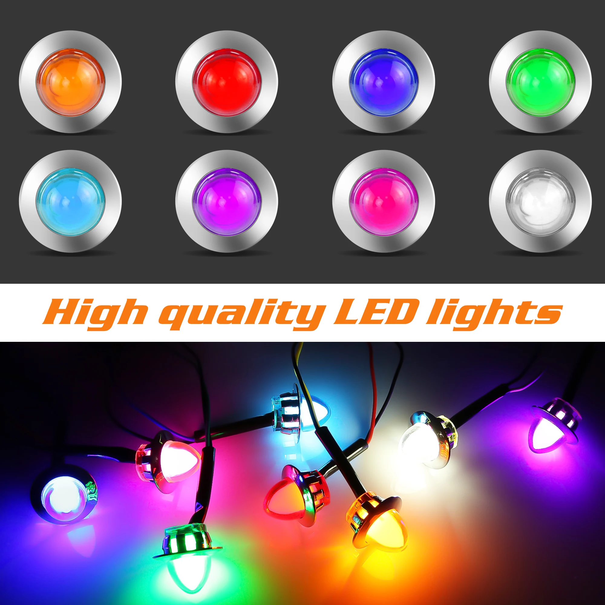 10PCS Round 12-24V Creative Side Marker Clearence Car Lights Indicators for Truck Bus Trailer Van Caravan Boat Taillight