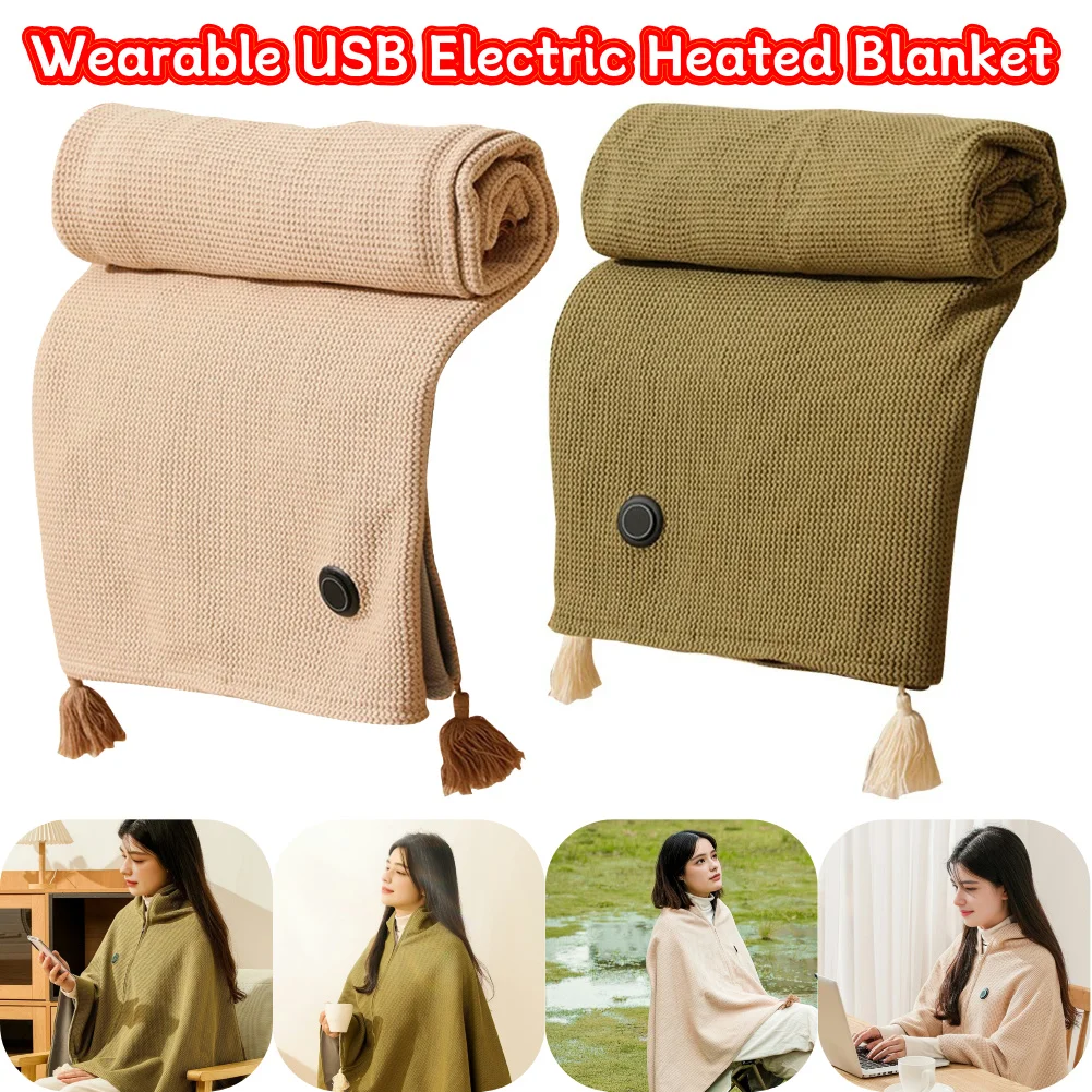 

Electric Heated Blanket Shawl with Infrared Heat Technology Soft Plush Fabric Three Heat Levels Convenient Hands-Free Design