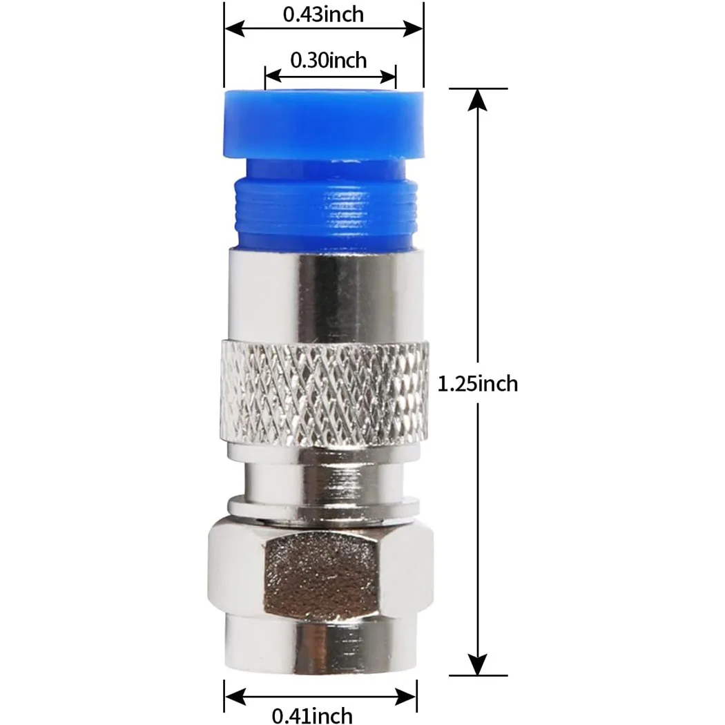 10pcs RG6 Compression Connectors RG6 F Type Connector Coax Coaxial Compression Fitting Waterproof Connection Blue image 6