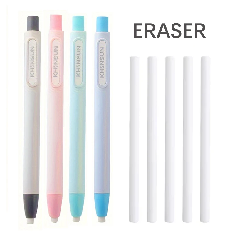 Creative Pen Shape Press Type Pencil Eraser Replaceable Core Sketching Painting Writing Erase Supplies Japanese Stationery