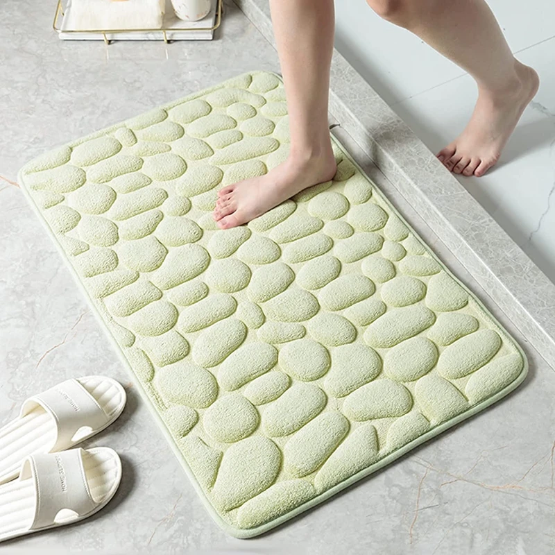 

Inyahome 40x60cm 50x80cm Memory Foam Foot Pad Cobblestone Embossed Bath Mat Non-slip Carpet Bathtub Bathroom Carpet Shower Rugs
