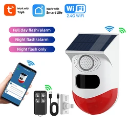 Tuya-Detector de movimiento infrarrojo inteligente para exteriores, sirena estroboscópica inalámbrica PIR, alarma de sonido, Control remoto impermeable, WiFi