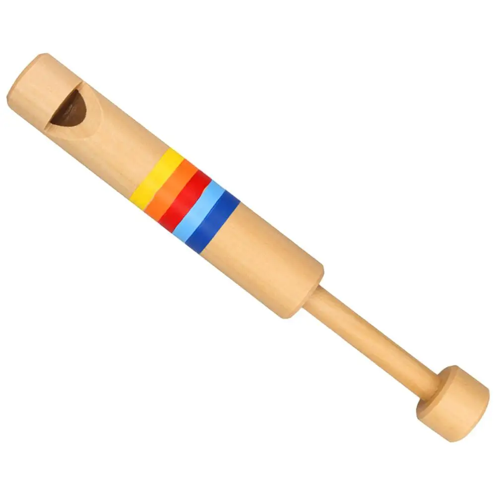 

Wooden Flute Toy Educational Learning Musical Instruments Kids Whistle Flute Bright Color Safe Smooth Wood Material Pull Push
