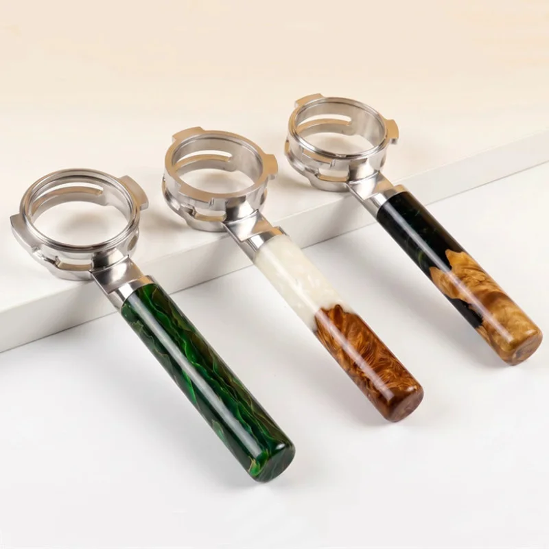 Horizontal Hollow-out Stainless Steel Bottomless Portafilter with Resin Handle For Delonghi/Breville/E61 Espresso Coffee Machine