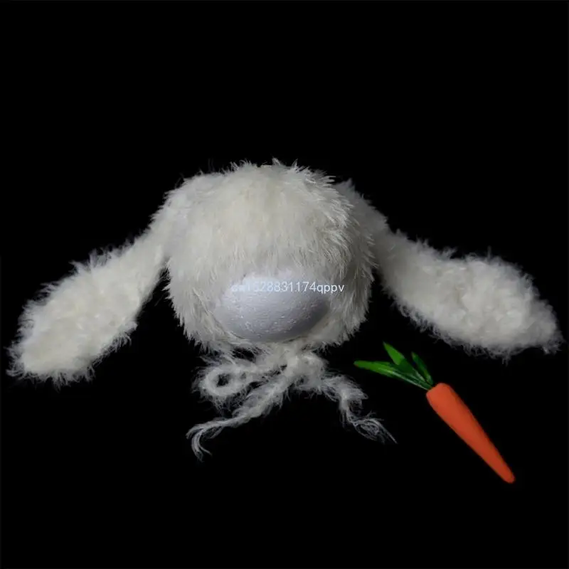 

Newborns Photography Props Bunny Ear Hat & Carrot Toy for Baby 0-2M Infant Crochet Long Ears Hat Newborn Shower Gift Dropship