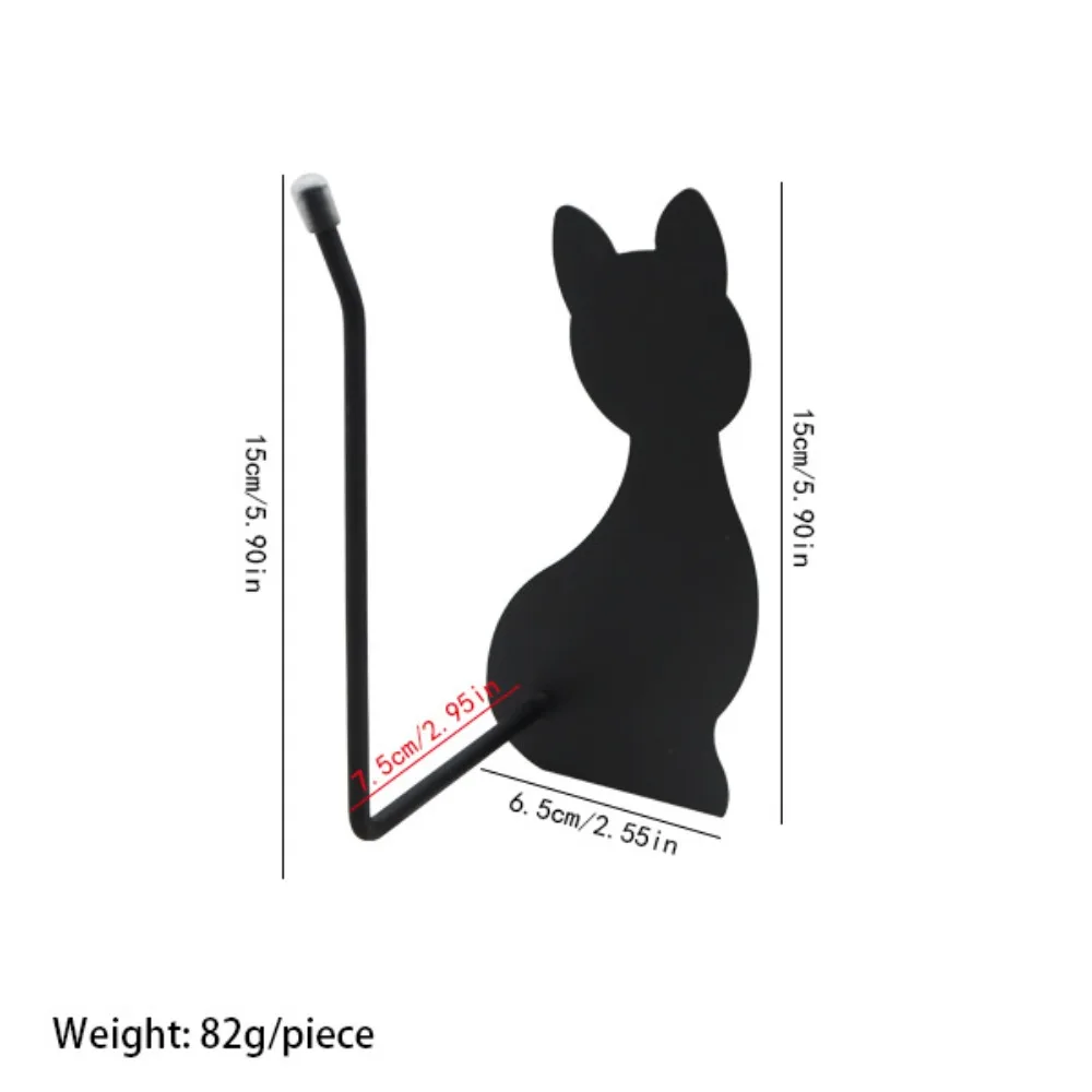 Cat Shaped Wall Mounted Toilet Paper Holder Stainless Steel Punch-Free Bathroom Kitchen Tissue Roll Dispenser Multi-Purpose 1PC - view 5