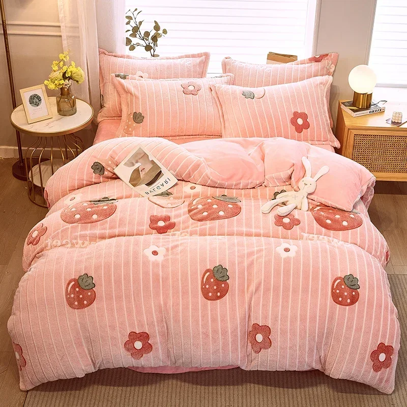 

Winter Flannel Duvet Cover Soft Warm Coral Fleece Duvet Cover Keep Warm Bed Quilt Covers 220x240 Wash bedding Home Textiles