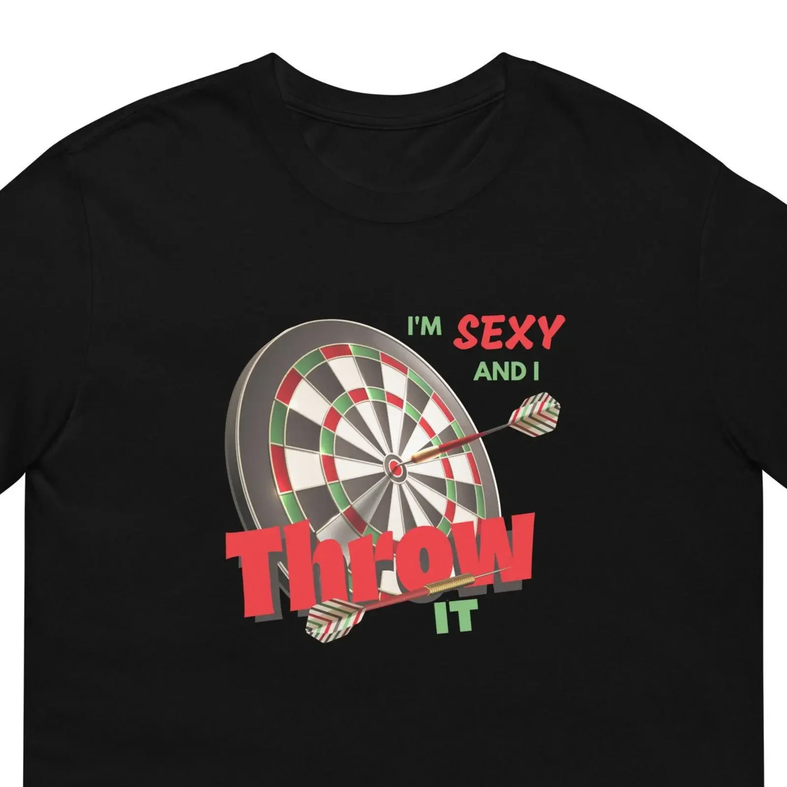 Funny darts player shirt I'm sexy and I throw it bullseye T dart sports gift vintage Washed Unisex Versatile streetwear