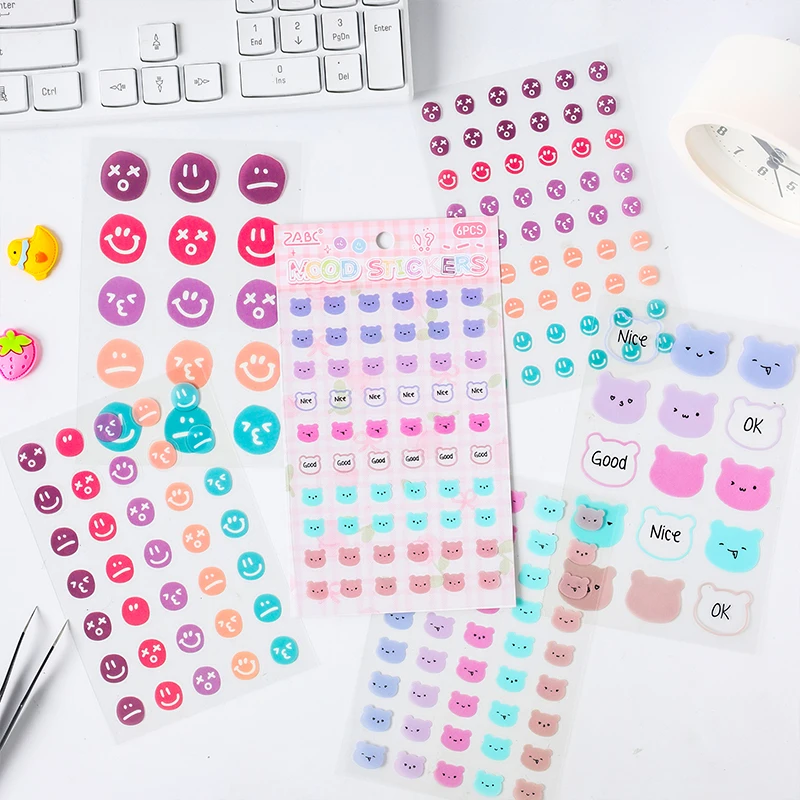 Card Lover 6 Pcs [Sweet Label Series] Cute Hand Account  Stickers PET Sticker Paper Scrapbooking Material Scrapbook Kit