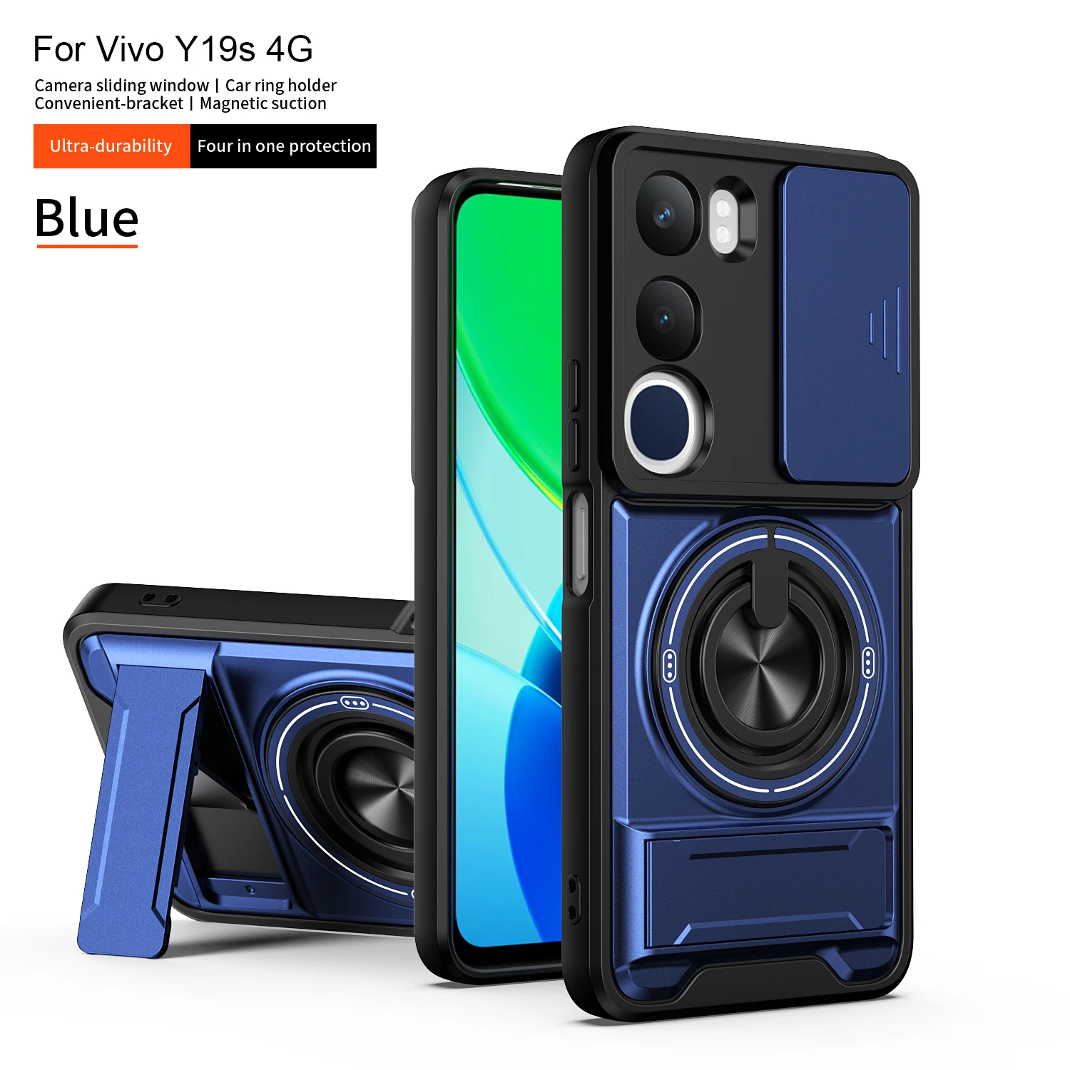 For Vivo Y19s Case Vivo Y19s Pro Cover Vivo Y29 5G y19s Case Magsafe Magnetic Fold Holder Military Armor Camera Protection Cover - view 3