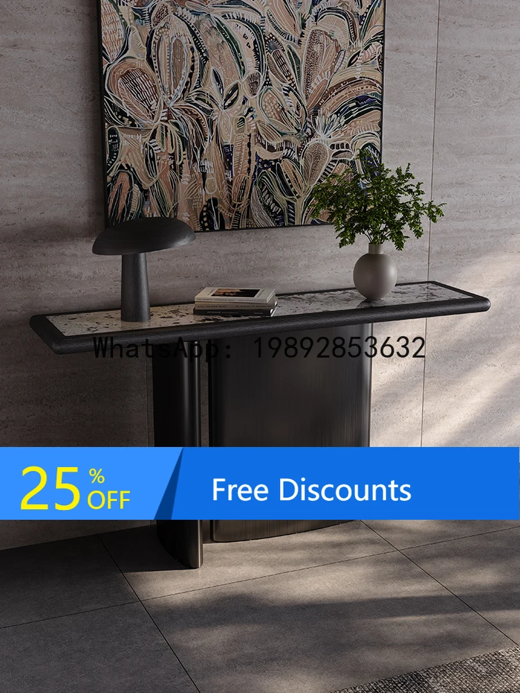 YFY Light Luxury Home Solid Wood Inlaid Natural Marble Luxury Stone Entryway Table Entryway Console Table Against Wall
