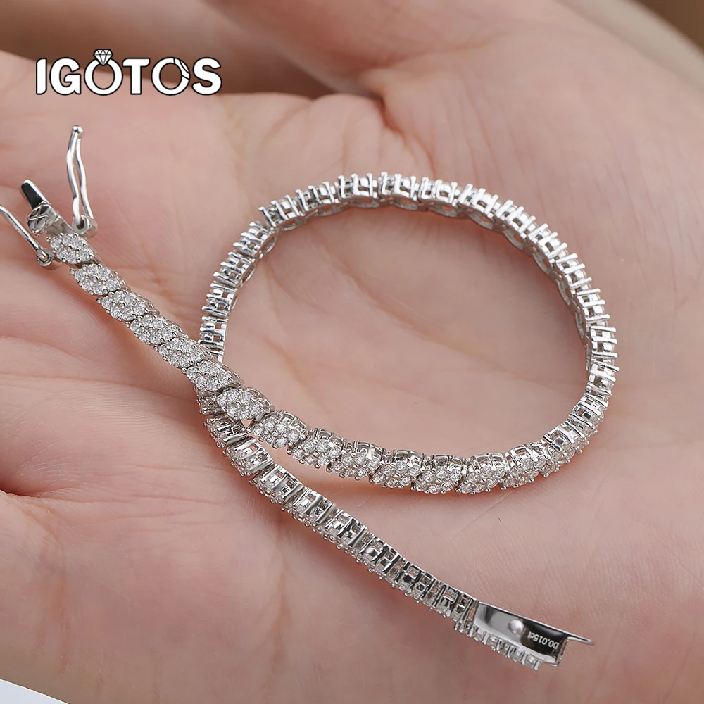 

1.2mm Full Moissanite Tennis Bracelets for Women Sparkling 925 Sterling Silver Fine Jewelry Elegant Wedding Anniversary Gifts