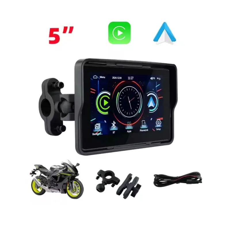 

Convenient and fast 5-inch motorcycle navigation system with waterproof touchscreen, wireless CarPlay and Android support