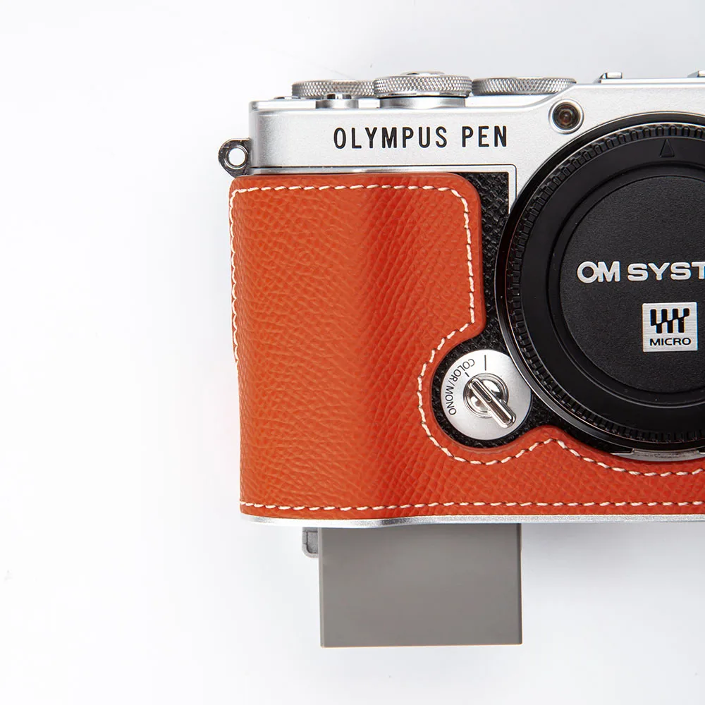 EP7 media funda de cuero genuino EP 7 bolso de cámara hecho a mano funda protectora para OLYMPUS E-P7 EP7 funda correas de hombro correa de muñeca