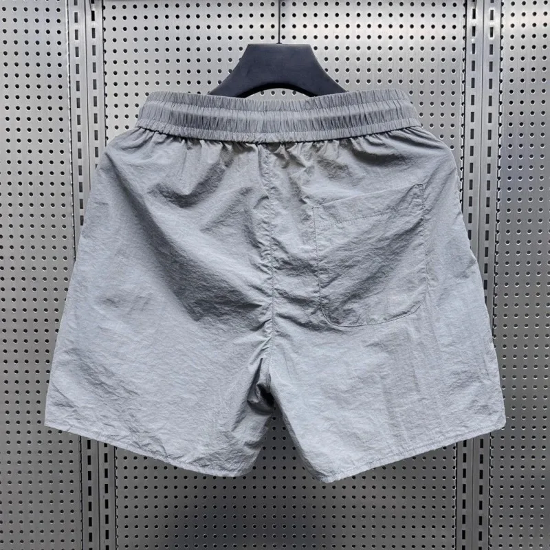 Tech Quick Dry Fabric Beach Shorts Men's Summer Casual Ice Silk Lightweight Loose Fit Mid Waist Straight Tube Quick Dry