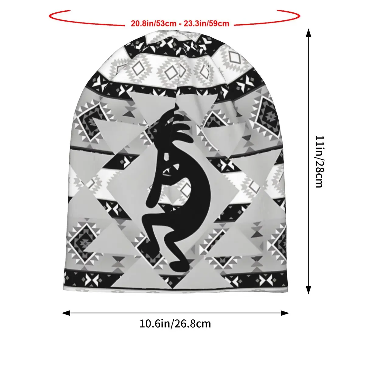 American Kokopelli Black White And Grey Unisex Bonnet Thin Hip Hop Double Layer Hats For Men Women