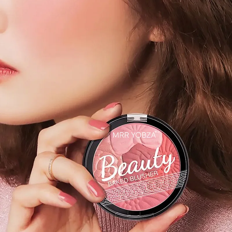 Five-colored petal blush Natural Long Lasting Brighten Skin Colour Concealer Foundation Matte Blush Rouge Powder Cake Blush