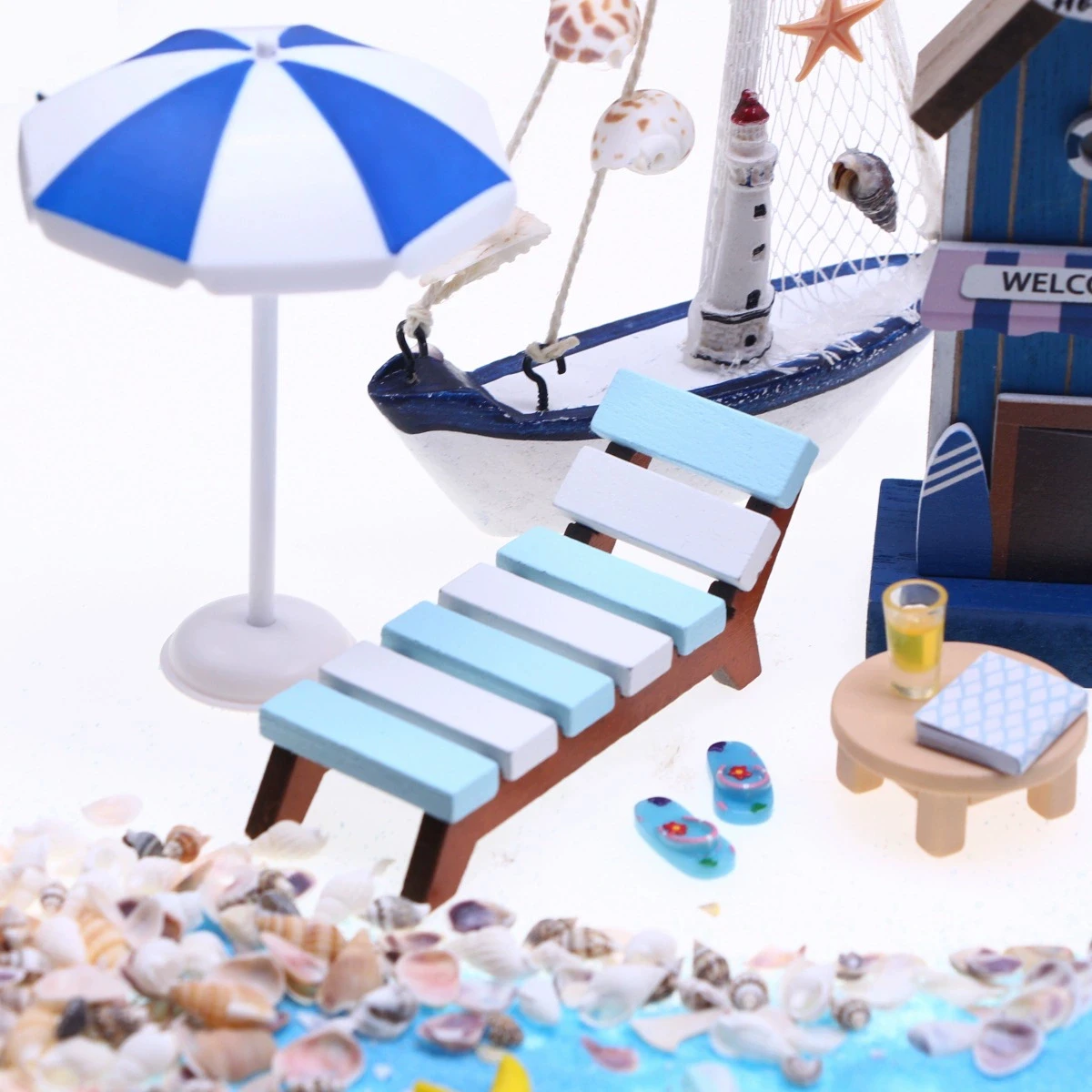 

Dollhouse Decorations Bamboo Sauna Chair Fairy Garden Figurines Furniture Beach Miniature Decorate Village Ornaments