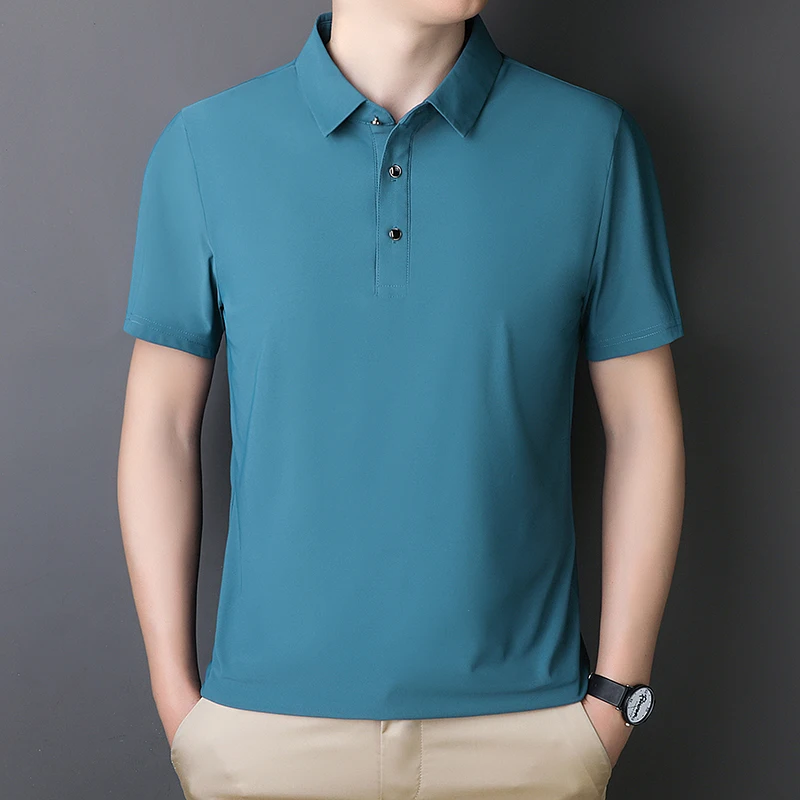 polo shirt men M-7XL 8XL 9XL Summer new High quality mens short-sleeved polo shirt Ice silk Men\'s business casual polo shirt A85