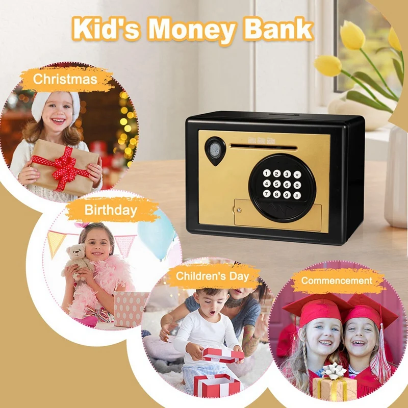 N11R- Piggy Bank Money Box ,Electric Fingerprint Password Money Saving Box ,Coin Bank Money Safe Atm Machine Gift For Kids