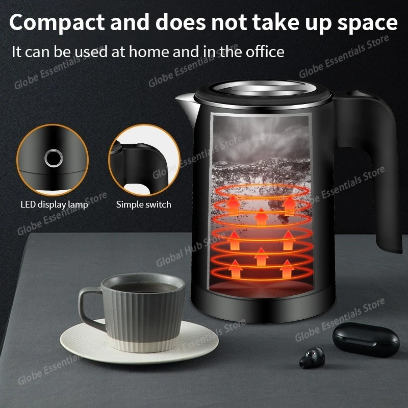 Travel Electric Kettle Tea Coffee 0.5L Stainless Steel Portable Water Boiler Pot for Hotel Family Trip Kitchen Smart Kettle Pot