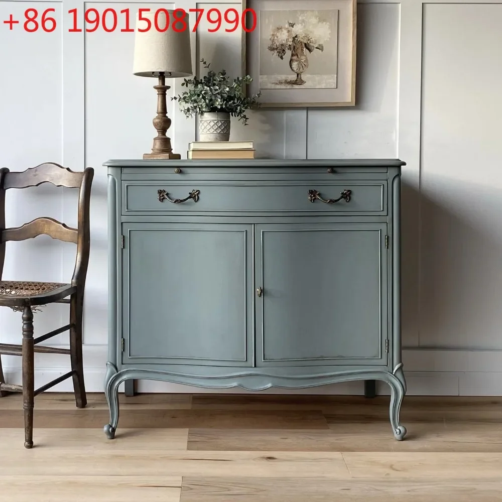 

French retro old blue porch cabinet entry foyer cabinet