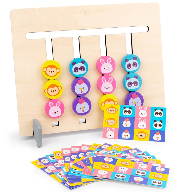 Montessori Kid Toys Wooden Color Fruit Double Sided Matching logic games Training montessori toys for 3 year olds Games Board