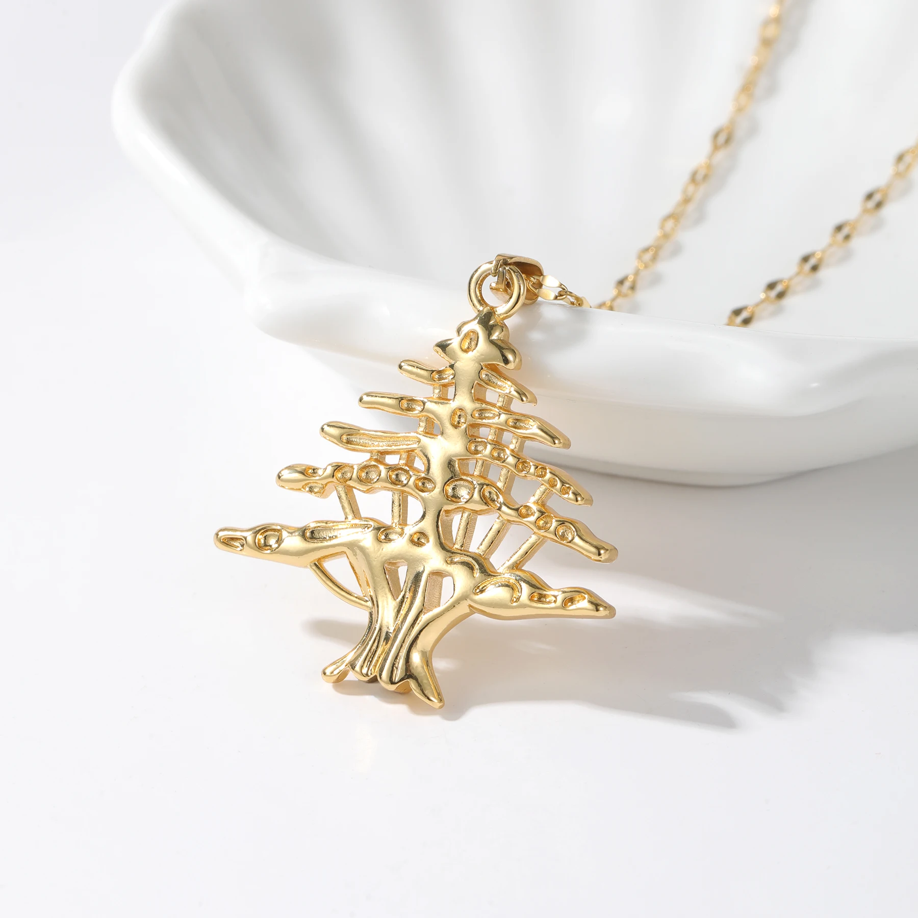 

Qitian Lebanese Cedar Jewelry Lebanon Map Stainless Steel Women'S Necklace Eastern Rite Church Maronite Cross Allah Symbol Gifts